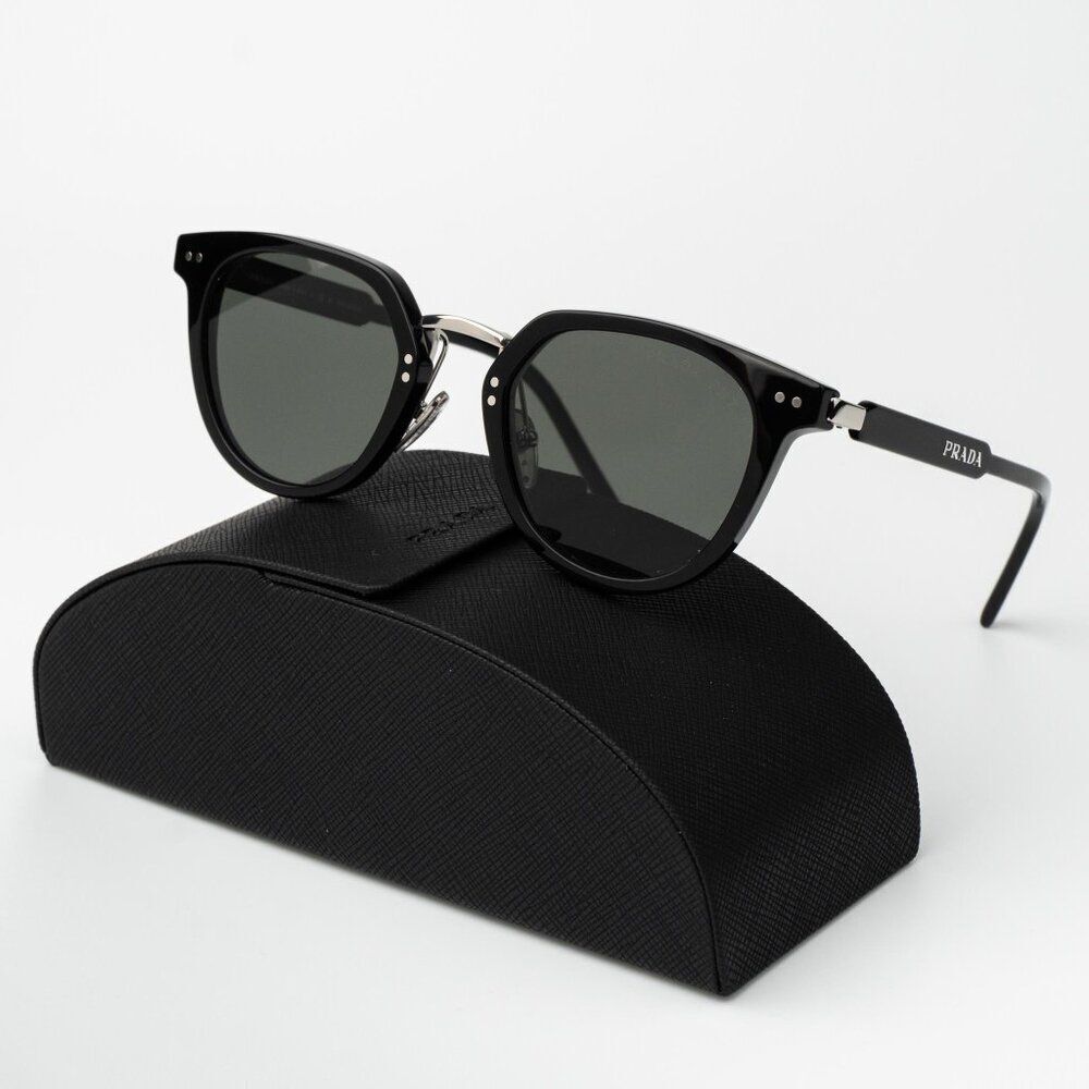 Prada Women Sunglasses Black Green Polarized Oval PR17YS 1AB03R BRAND NEW - Picture 2 of 13